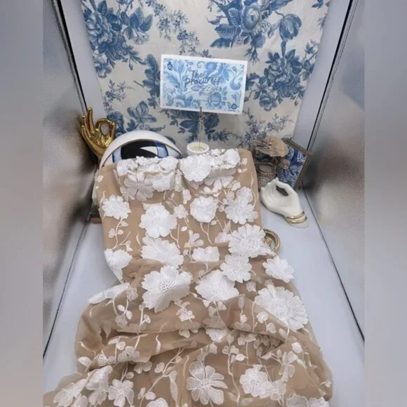 🆕 BRONX & BANCO 🧿 NWOT Jasmine Blanc Bridal Maxi Dress, Sz L US 8 - Picture 2 of 16